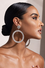 SILVER DIAMANTE HOOP DROP EARRINGS JEWELLERY styleofcb 