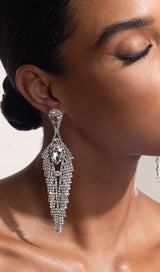 SILVER DIAMANTE TASSEL TEARDROP DROP EARRINGS JEWELLERY styleofcb 