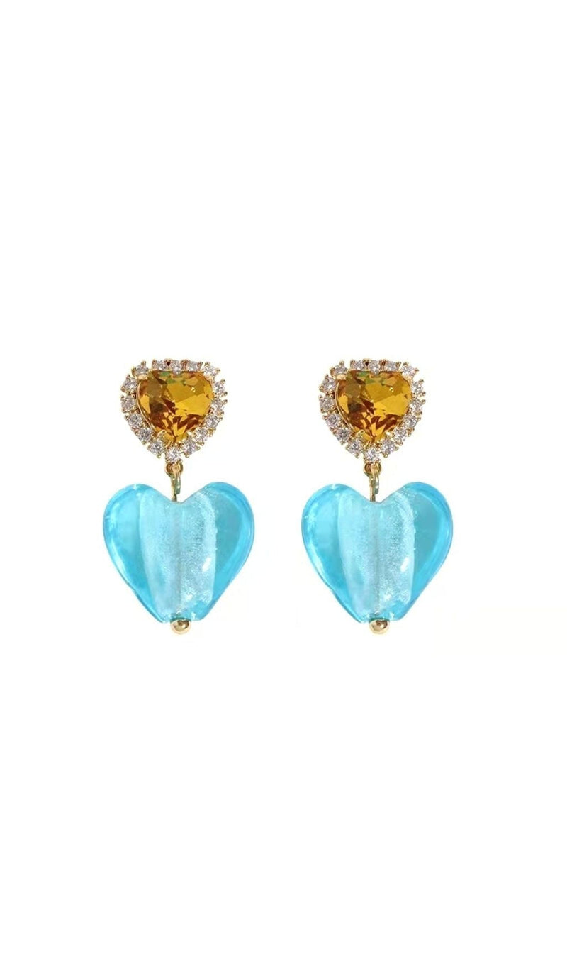 CRYSTAL HEART SHAPED EARRINGS Earrings styleofcb BLUE 