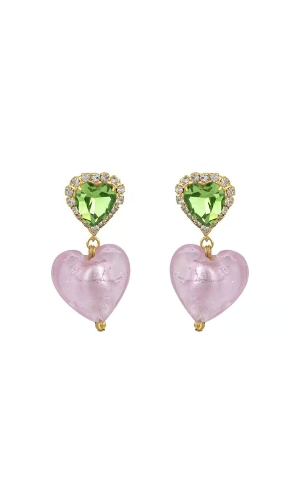 CRYSTAL HEART SHAPED EARRINGS Earrings styleofcb PINK 