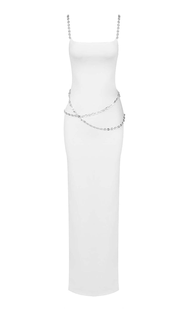 CRYSTAL STRAPPY BANDAGE MAXI DRESS IN WHITE DRESS sis label 