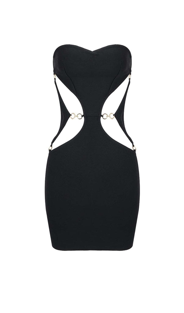 CUTOUT SWEATHEART NECKLINE MINI DRESS IN BLACK DRESS styleofcb 