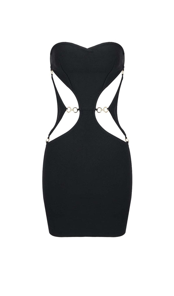 CUTOUT SWEATHEART NECKLINE MINI DRESS IN BLACK DRESS styleofcb 