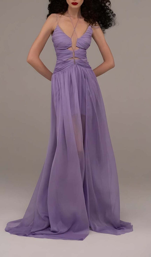 CUTOUT TULLE MAXI DRESS IN LIGHT PURPLE DRESS styleofcb 