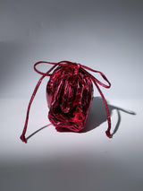 CINDY WOVEN DRAWSTRING CLUTCH IN HOT PINK