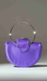 SATIN CRYSTAL CLUTCH IN PURPLE