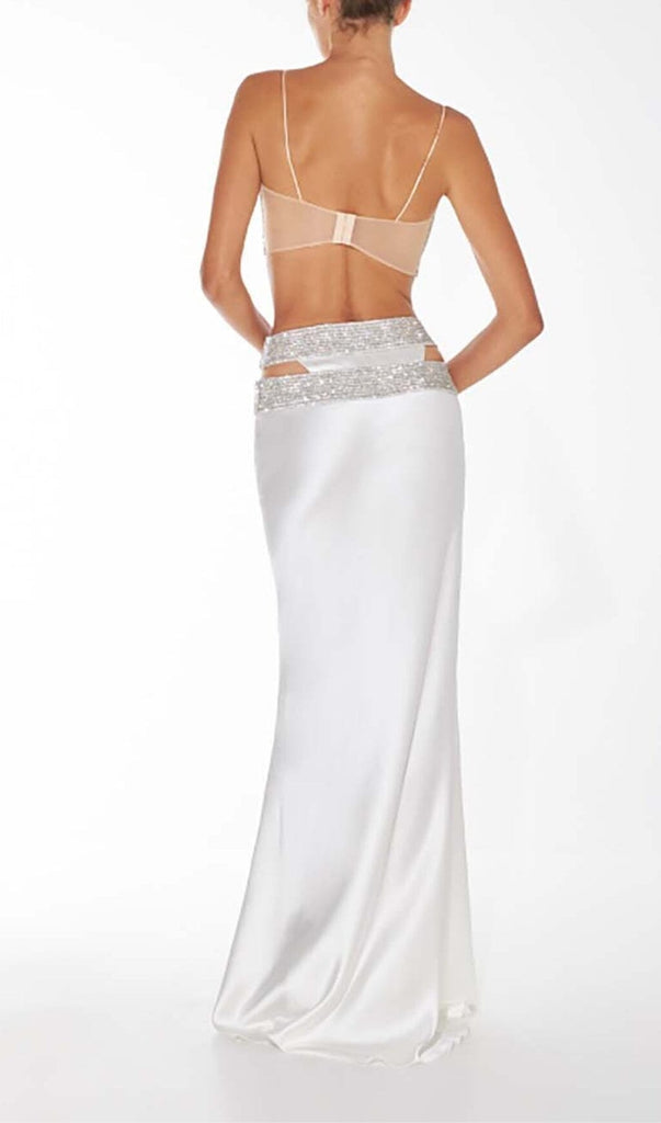 EMBELLISHED PERSPECTIVE TWO PIECE SET IN WHITE DRESS sis label 