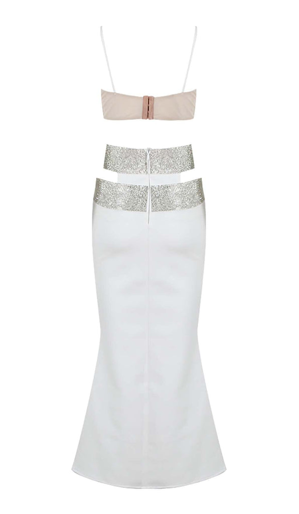 EMBELLISHED PERSPECTIVE TWO PIECE SET IN WHITE DRESS sis label 