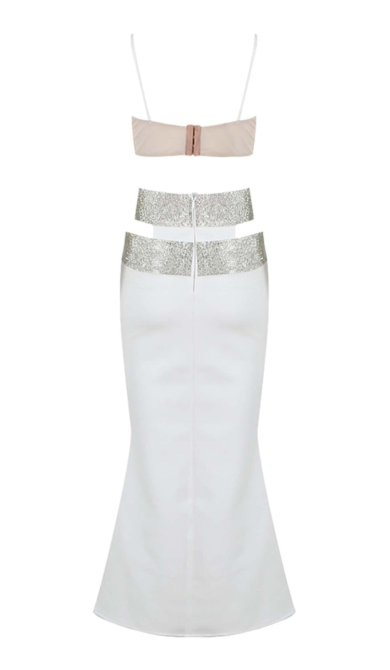 EMBELLISHED PERSPECTIVE TWO PIECE SET IN WHITE DRESS sis label 