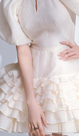 FLARED BUBBLE MINI DRESS IN WHITE DRESS STYLE OF CB