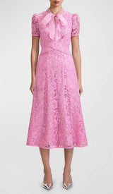 FLARED-HEM LACE MIDI DRESS IN PINK DRESS STYLE OF CB 