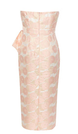 FLORAL CROSS KNOT SPLIT MIDI DRESS IN PINK DRESS STYLE OF CB 