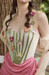 FLOWER VINE CORSET MIDI DRESS IN PINK DRESS STYLE OF CB