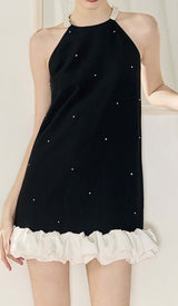 FRILL PEARL MINI DRESS IN BLACK DRESS STYLE OF CB 