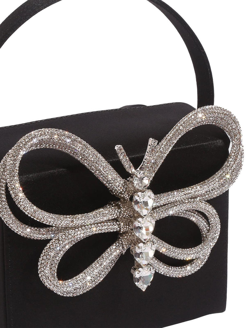 CRYSTAL BUTTERFLY CLUTCH IN BLACK