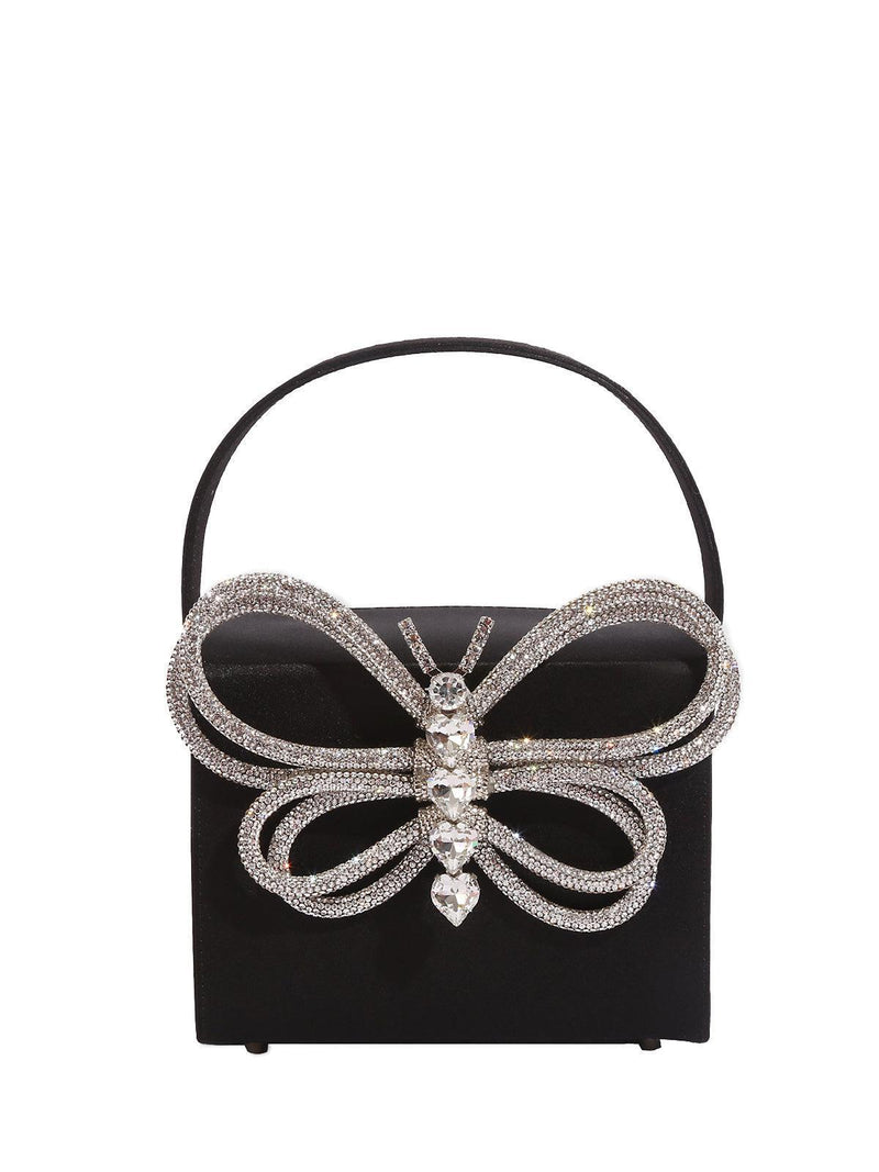 CRYSTAL BUTTERFLY CLUTCH IN BLACK