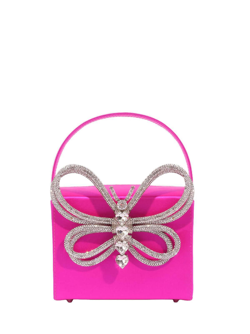 CRYSTAL BUTTERFLY CLUTCH IN HOT PINK