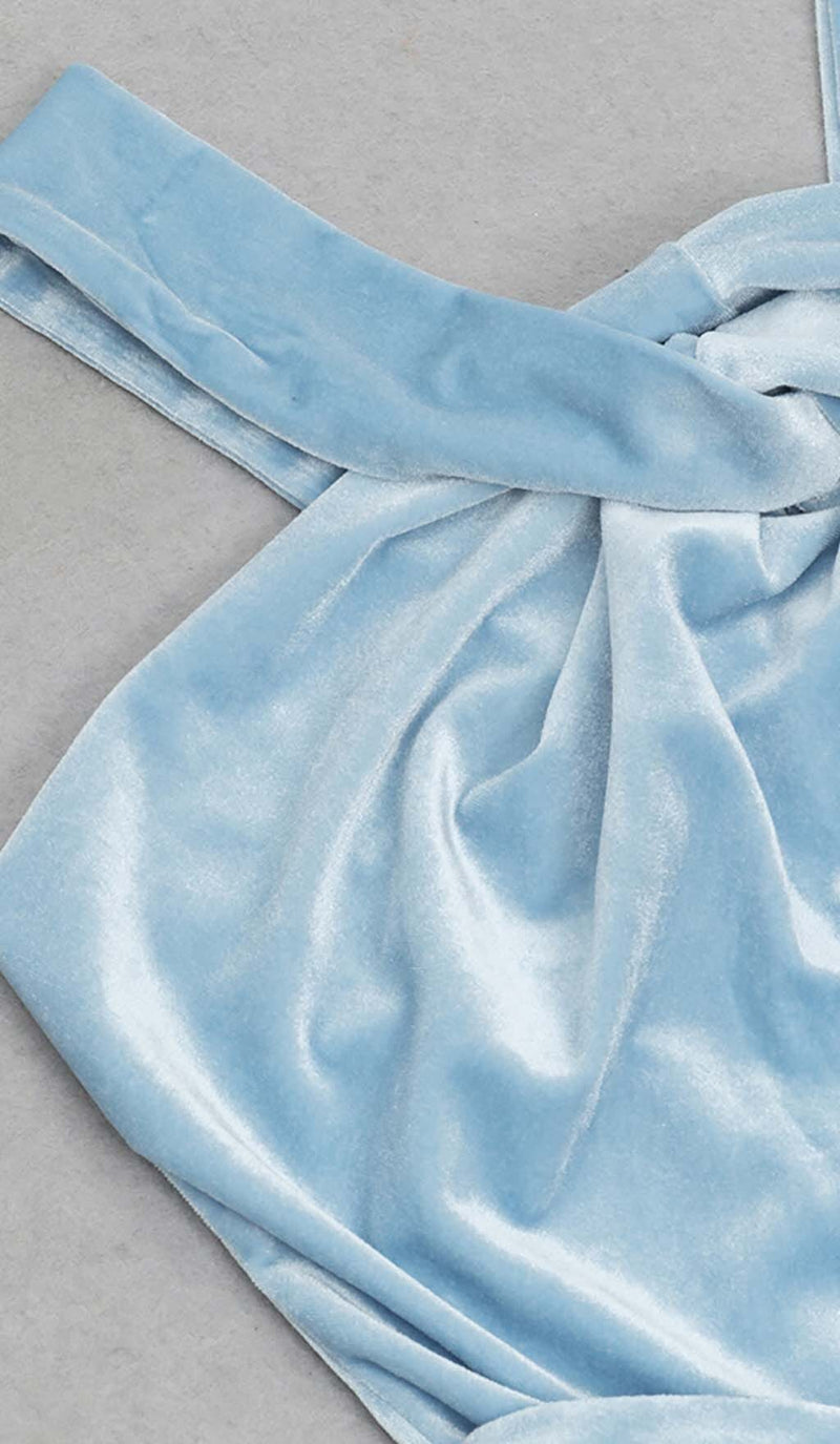 HALTER SATIN MIDI DRESS IN SKY BLUE DRESS styleofcb 