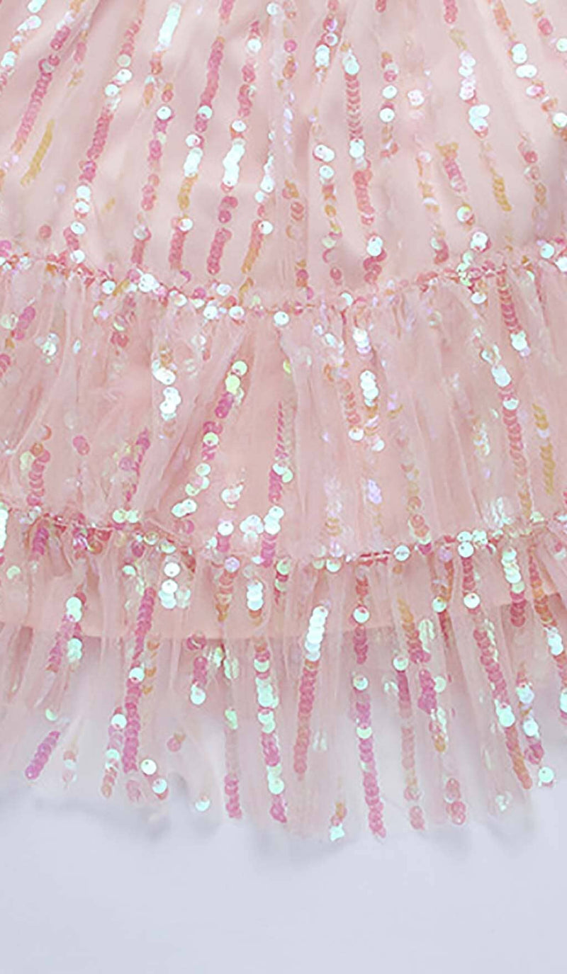 HALTER SEQUINS MINI DRESS IN PINK DRESS STYLE OF CB