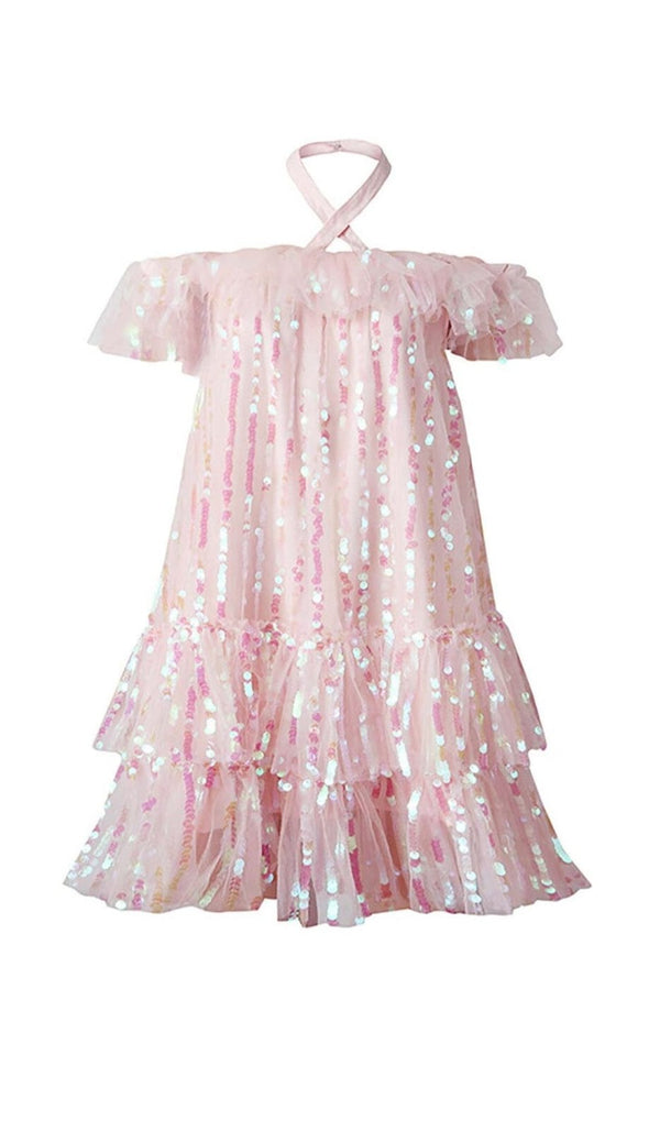 HALTER SEQUINS MINI DRESS IN PINK DRESS STYLE OF CB