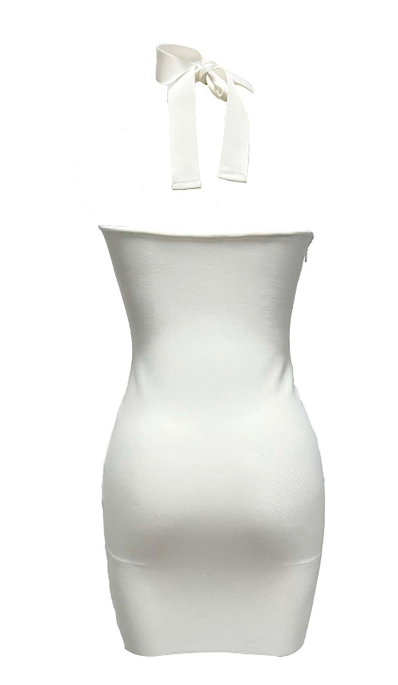 HALTER OFF -SHOULDER MINI DRESS IN WHITE DRESS STYLE OF CB 