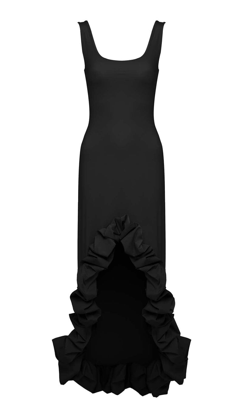 HIGH-LOW HEMLINE DRESS IN BLACK DRESS sis label 