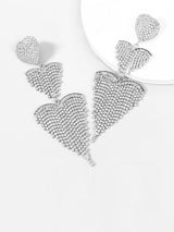 HAZEL HEART TASSEL DROP EARRINGS IN SILVER