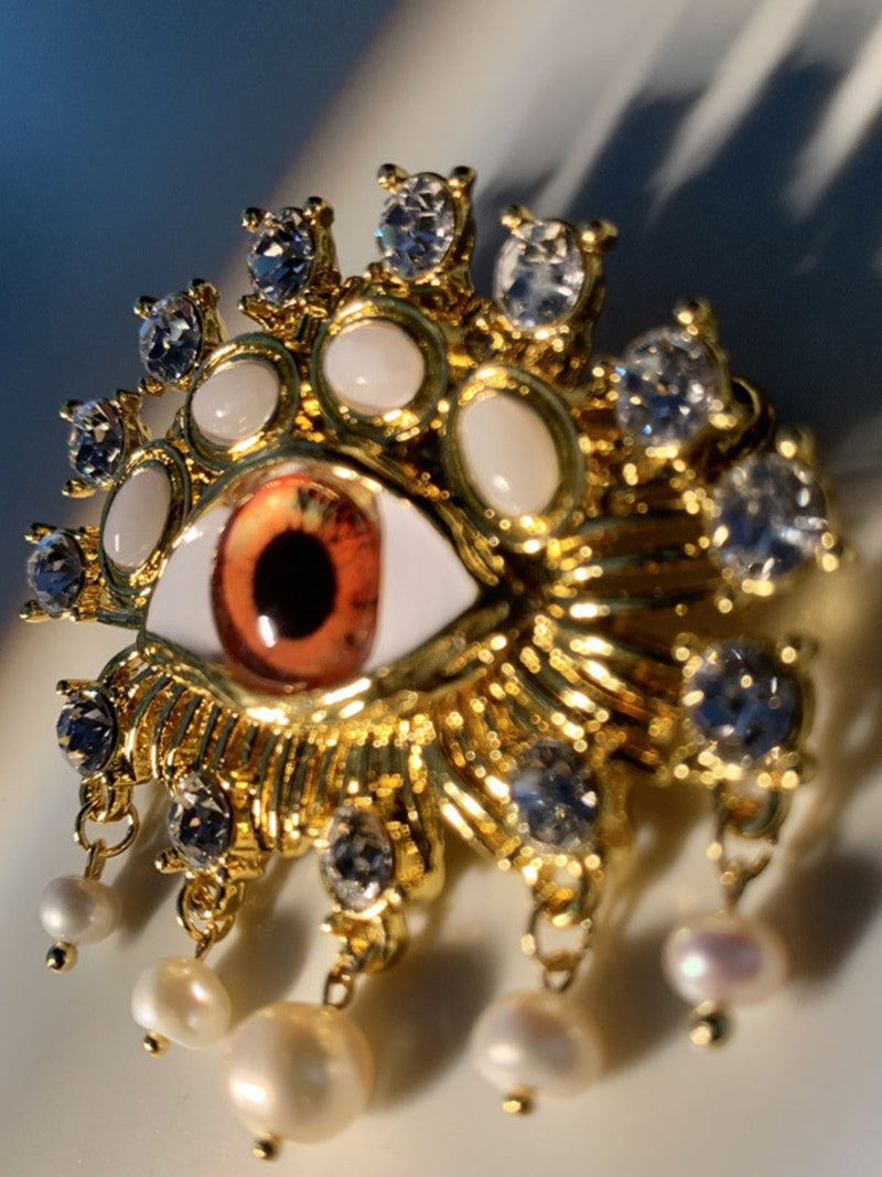 PEARL EMBELLIHSED EYE BROOCH