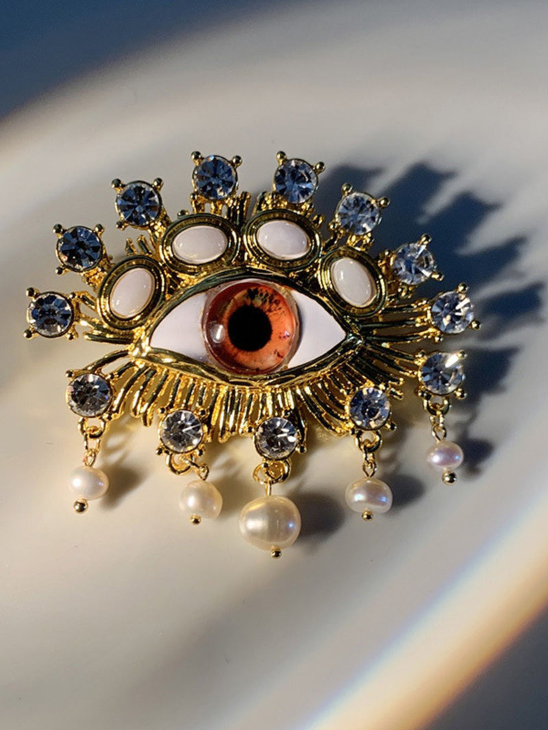 PEARL EMBELLIHSED EYE BROOCH