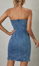 STRAPLESS DENIM MINI DRESS Dresses Oh CICI 