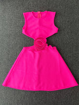 ROSE-APPLIQUÉ CUT-OUT MINI DRESS