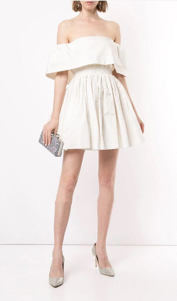 BANDEAU FLUFFY DRESS IN WHITE styleofcb 