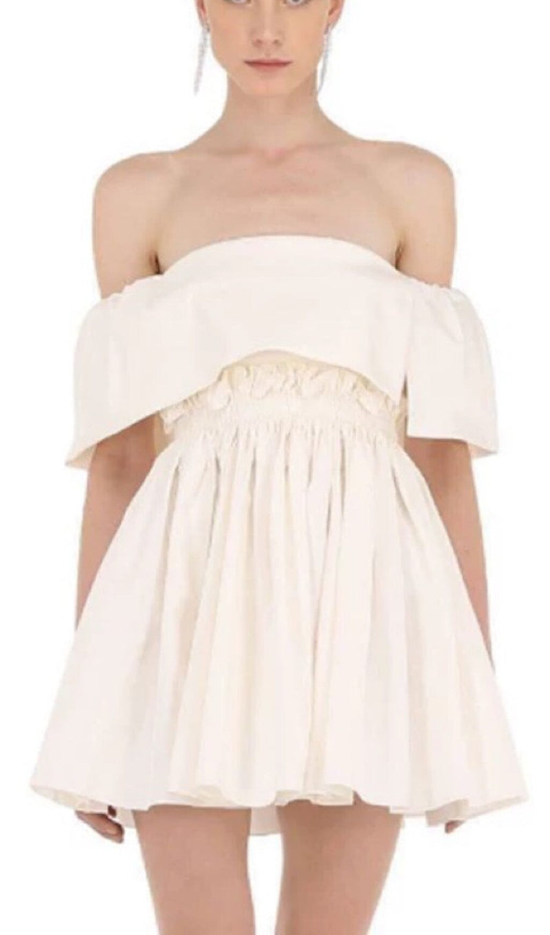 BANDEAU FLUFFY DRESS IN WHITE styleofcb 