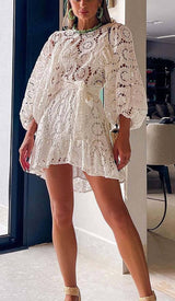 LANTERN SLEEVE MINI DRESS IN WHITE DRESS STYLE OF CB 