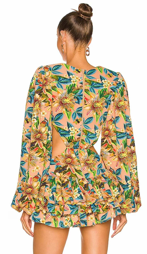 LONG SLEEVE CUTOUT MINI DRESS IN MULTICOLOR DRESS STYLE OF CB 