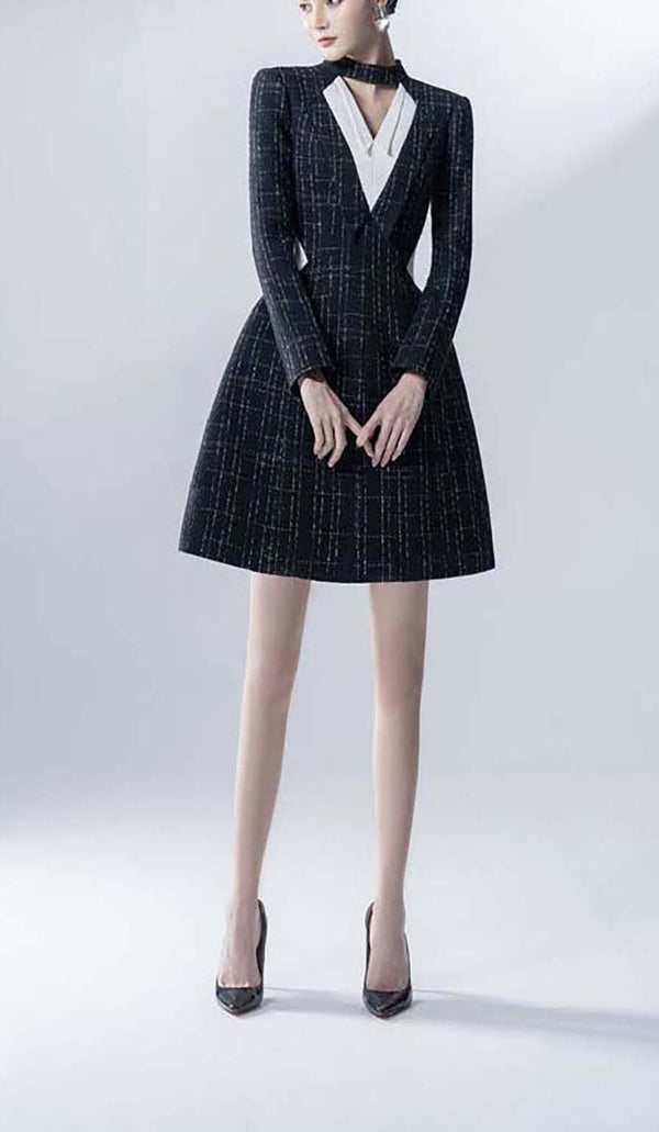 LONG SLEEVES A LINE JACKET DRESS IN BLACK DRESS styleofcb