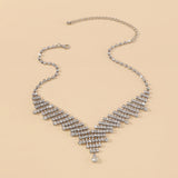 SILVER RHINESTONE V-SHAPED NECKLACE