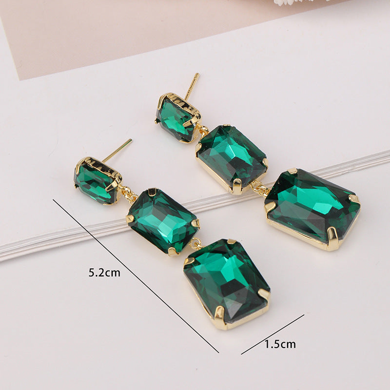 ALCOTT GREEN CRYSTAL GEM DRAP EARRINGS