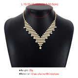 GOLD RHINESTONE V-SHAPED NECKLACE