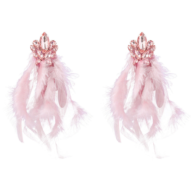 RHINESTONE FEATHER EARRINGS