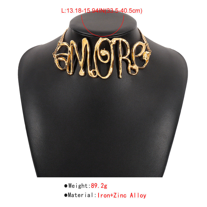 GOLD EXAGGERATED LETTER CHOKER