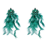 RHINESTONE FEATHER EARRINGS