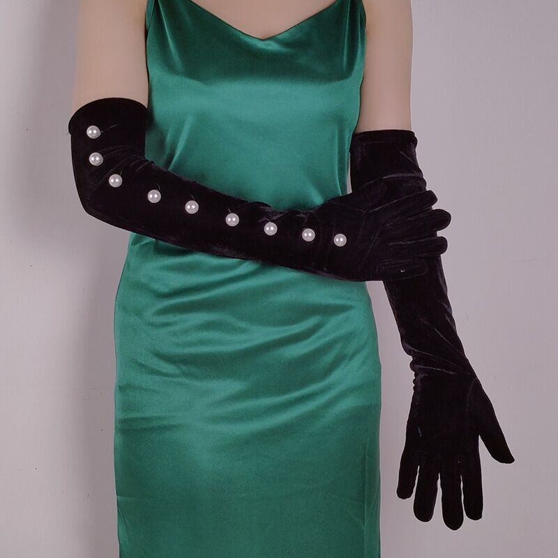 BLACK PEARL EMBELLISHED GLOVES