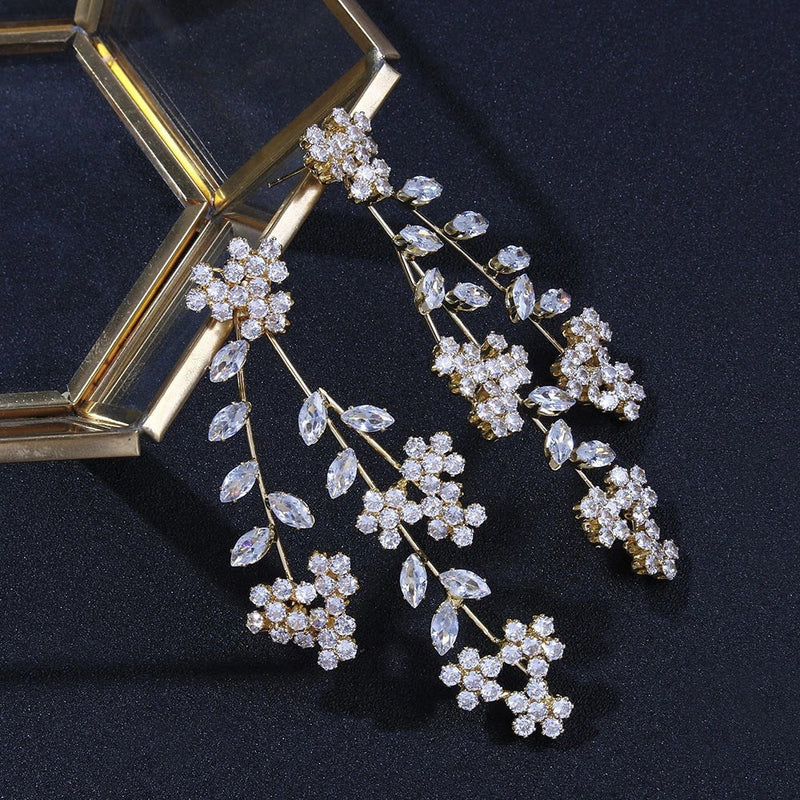 FLORAL LEAF BRIDAL EARRINGS