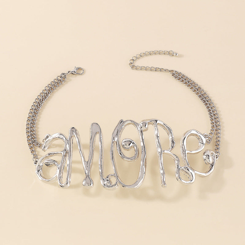 SILVER EXAGGERATED LETTER CHOKER