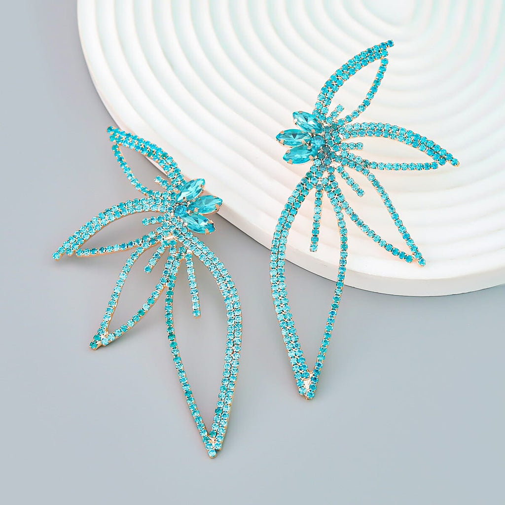 CRYSTAL FLOWER EARRINGS IN BLUE Earrings styleofcb 