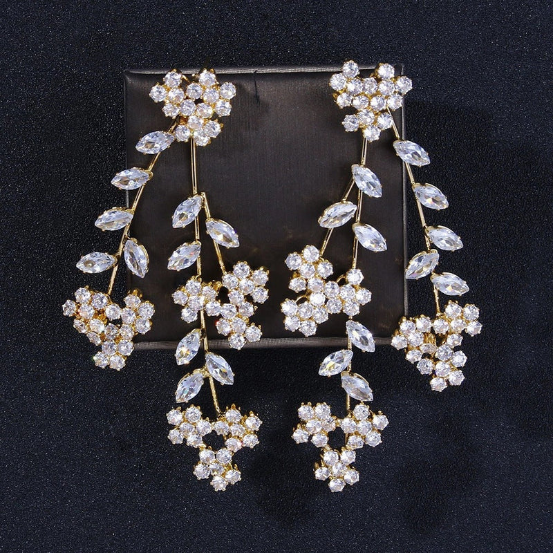 FLORAL LEAF BRIDAL EARRINGS