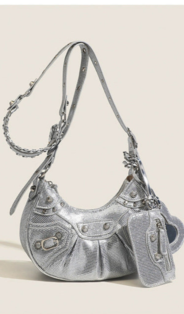 MISTY RHINESTONE SHOULDER BAG IN SILVER