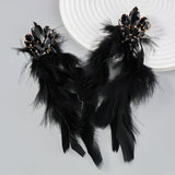 RHINESTONE FEATHER EARRINGS