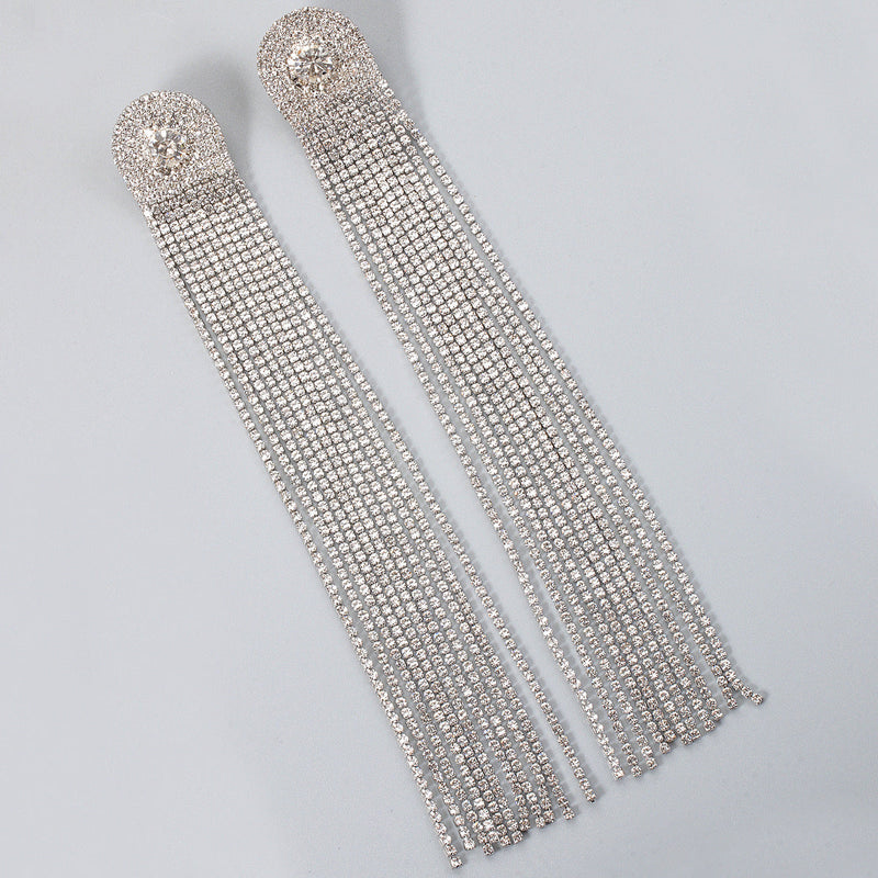 NOLA MULTI DIAMANTE TASSEL EARRINGS IN SILVER